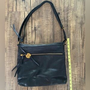 Margot New York Genuine Leather Crossbody Bag Black Adjustable
